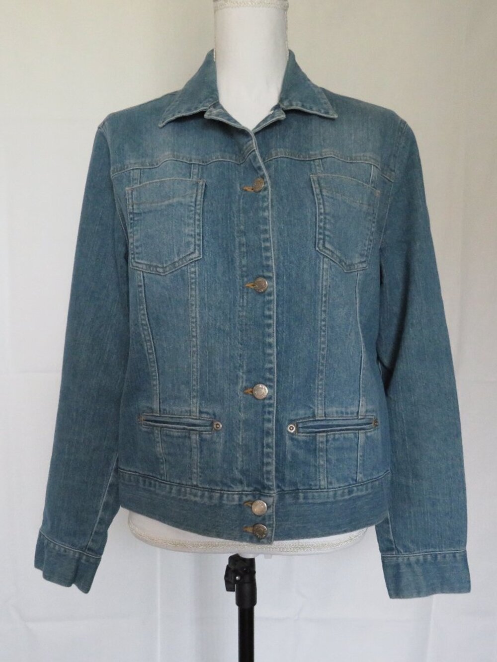 Jones New York Sport Stretch Long Sleeves Button Up Jeans Jacket size M